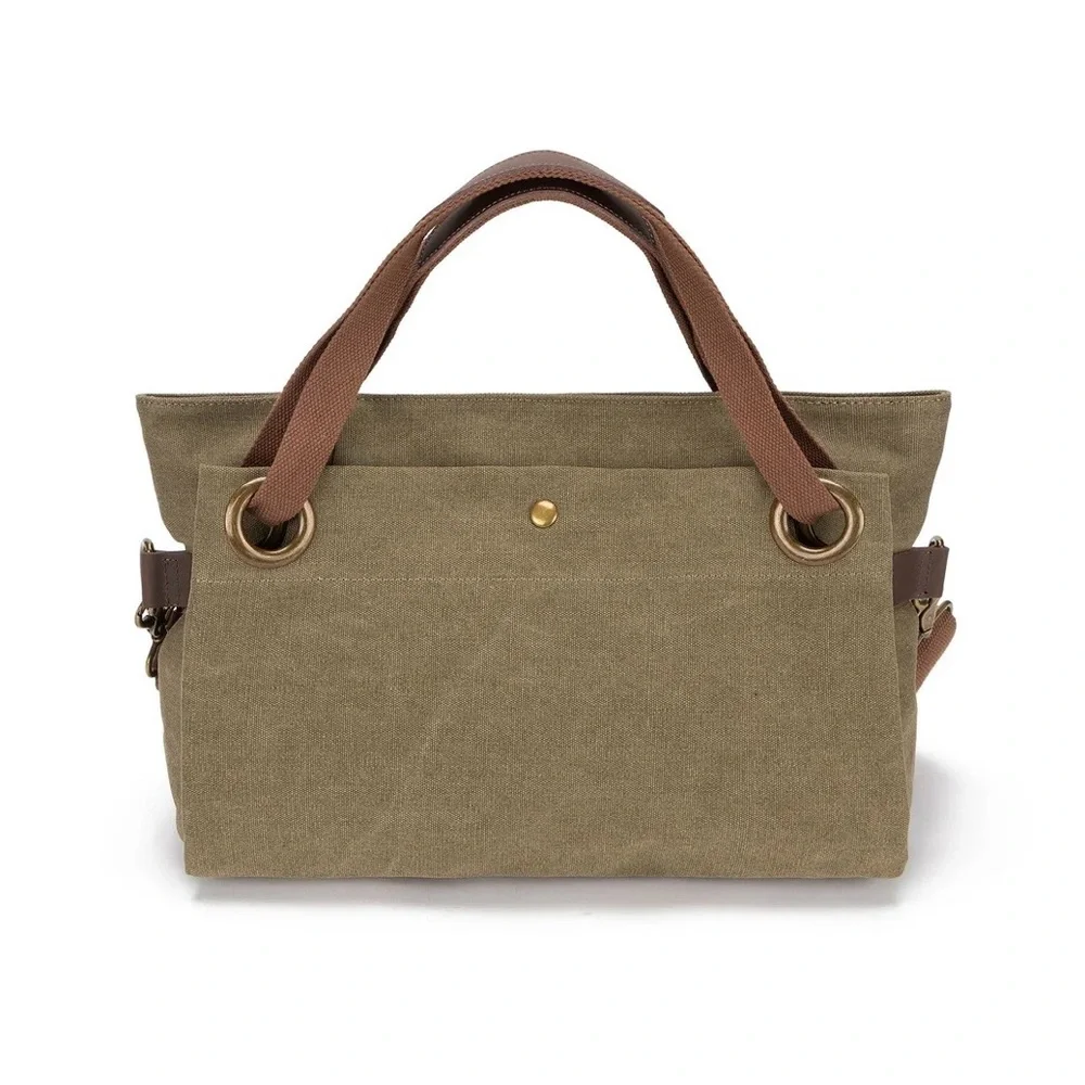 ZEDE unisex Stylish Brown Canvas Tote Bag - Picture 3 of 7